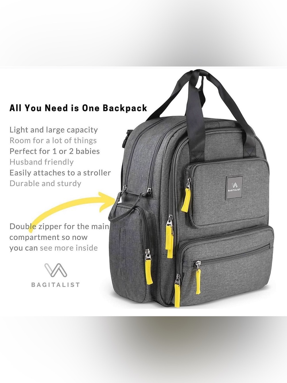 Diaper Bag Backpack with changing pad and wet bag